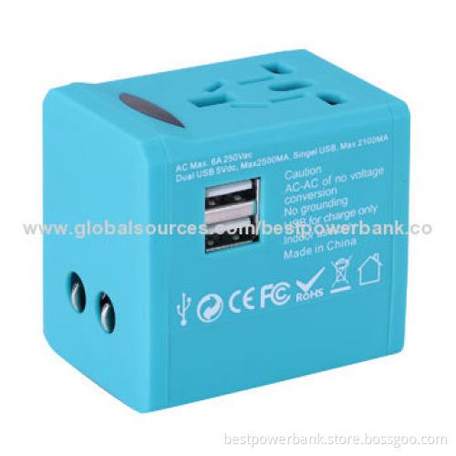 Hot Sale Output 5/2.5A Dual USB International Travel Adapter, Fast Charging
